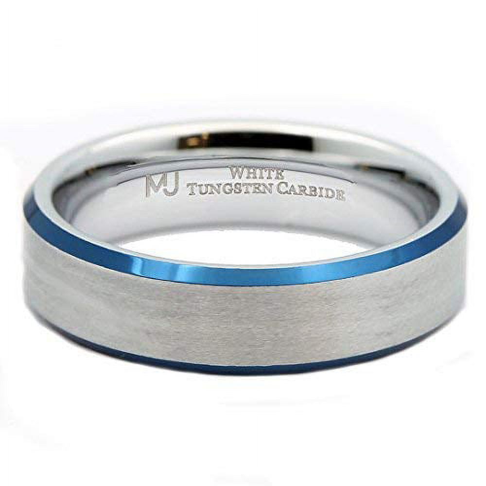 MJ Metals 6mm Blue Plated Tungsten Carbide Wedding Band Ring - Men's Size 9, Comfort Fit - View #12