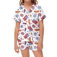 thumbnail image 2 of Gbsyewxs Girls Outfit Set Lapel Short Sleeve Independence Day Print Tops And Shorts Set 2 Piece Sleepwear Summer Girls Clothes White Size 10-11 Years, 2 of 4