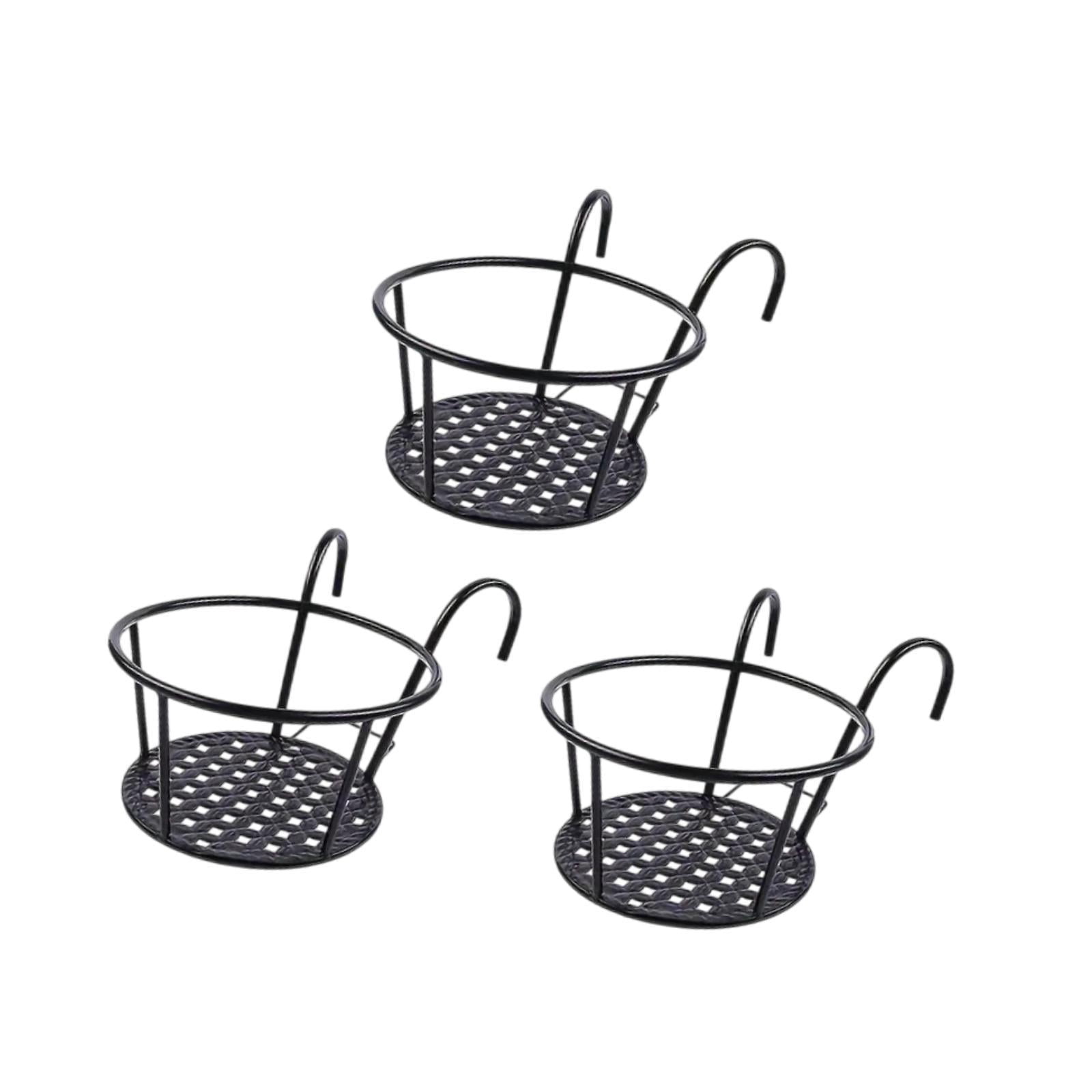 simhoa 3x Hanging Planter Basket Above The Rail Flower Pot Holder Around Hanging Railing Planters for Window Courtyard Outdoors in The Interior Outdoors Black