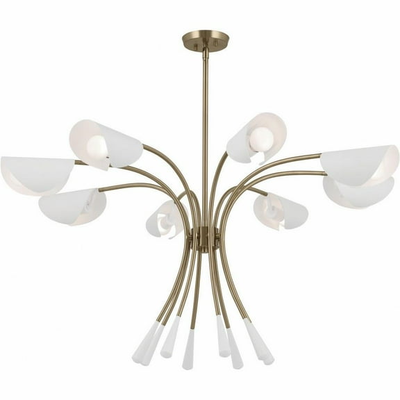 8 Light Chandelier-22.5 inches Tall and 45.5 inches Wide-Champagne Bronze/White Finish Bailey Street Home 147-Bel-5016799