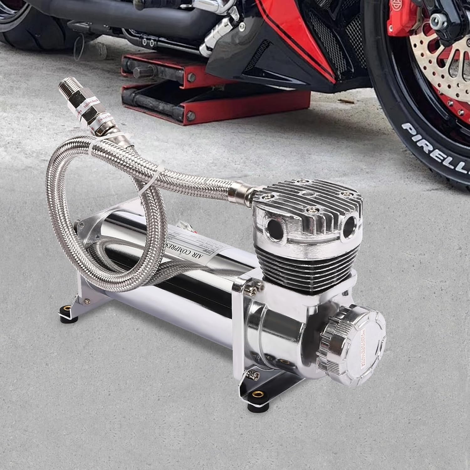 Air Compressor Kit, 12V Air Ride Suspension Compressor, Heavy Duty Airflow Tire Inflator, Portable Air Compressor, Car Retrofit Suspension Air Pump 200PSI