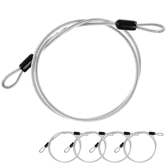 Uxcell 5-Pack Security Cable Lock, 3FT 4mm Coated Stainless Steel Luggage Lock Wire Rope Cut-Resistant Braided Steel Cable [Transparent]