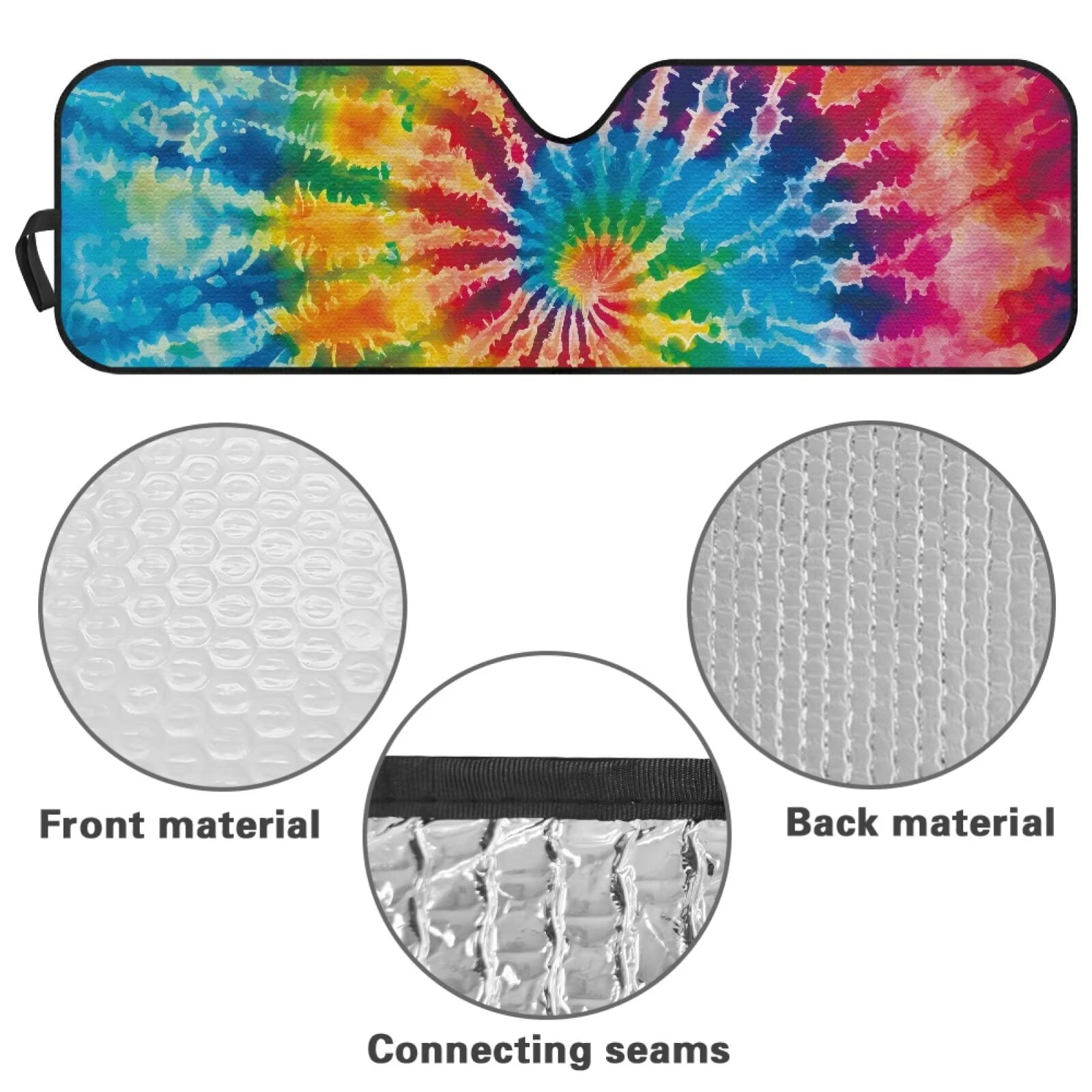Uorisanigo Windshield Sun Shade for 2007-2023 Wrangler Rubicon Sahara TJ JK JKU 2 & 4 Door - Colorful Tie Dye Sunshade Compatible with Jeep Foldable Front Window Sun Visor Block UV Rays