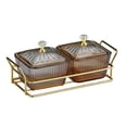 thumbnail image 4 of GUOOL Plateau de Service Divisé Plateau de Collations avec Couvercles Assiettes à Collations Plateau Bols de Service 2 Bols Marron, 4 of 9