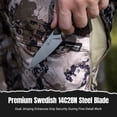 thumbnail image 4 of CIVIVI High Grass Field Knife Fixed Blade Knife with 1PC Black Lanyard, Black Kydex Sheath & T-Clip, Tactical Knife with 2.93" Satin Finished 14C28N Blade Green Canvas Micarta Handle C25084-2, 4 of 10