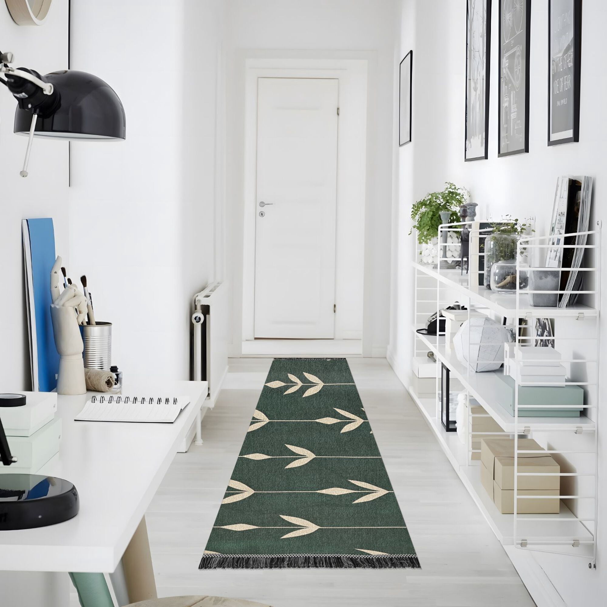 Yayeee Runner Rug for Bedroom 2'x6' Machine Washable Hallway Non Slip Mat, Green Plants