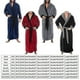 thumbnail image 3 of Mens Winter Warm Hooded Coat Bathrobe Towelling Long Dressing Gown, 3 of 5