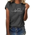 thumbnail image 2 of JINMGG Womens Tops Clearance under $5 Unisex T-Shirt Printed Pattern Casual Fashion Soild Color Short Sleeve Tops Gray M, 2 of 8