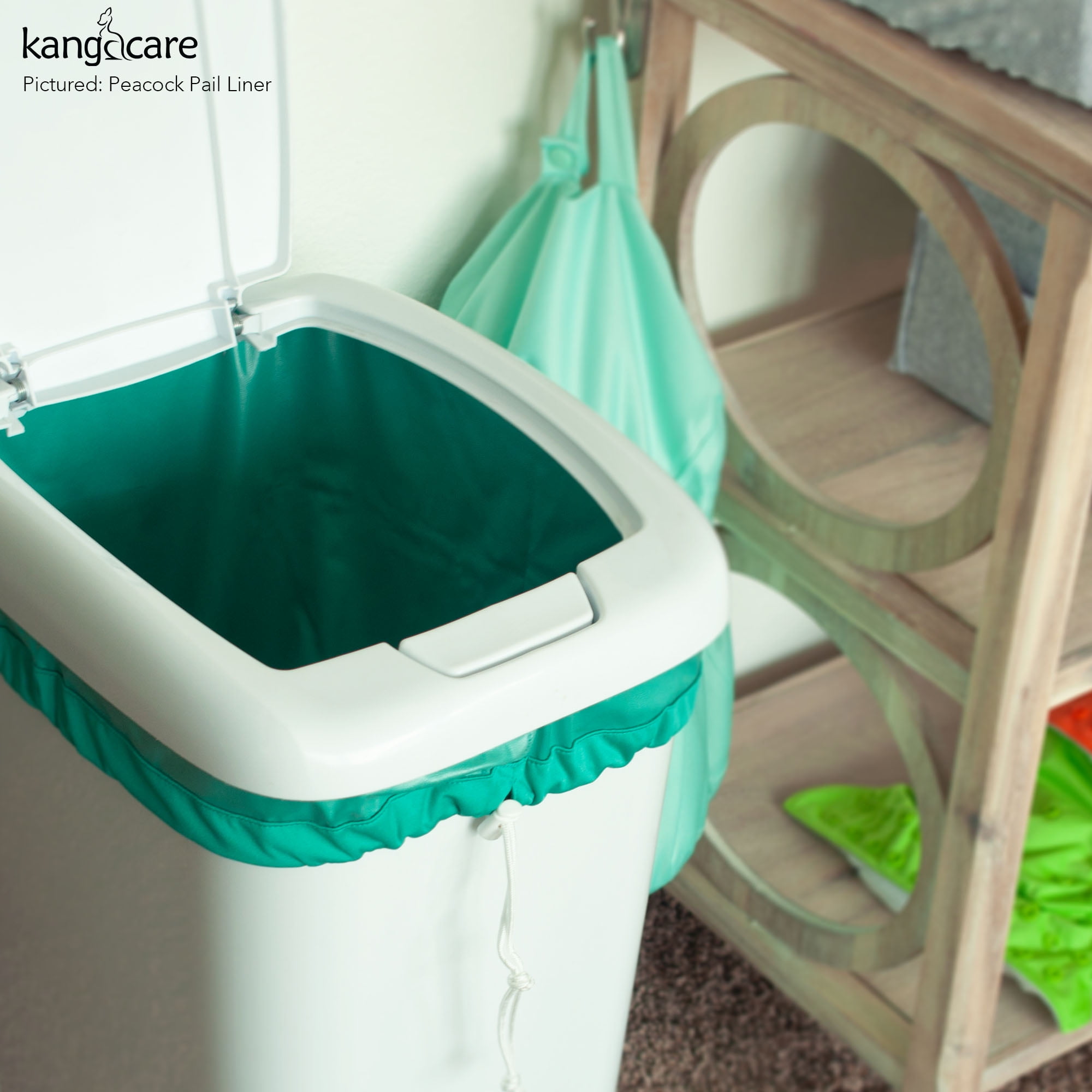 Kanga Care Seam Sealed Drawstring Reusable Diaper Pail Liner Large Barrel Shape 26" height x 51" top x 33" base | Platinum