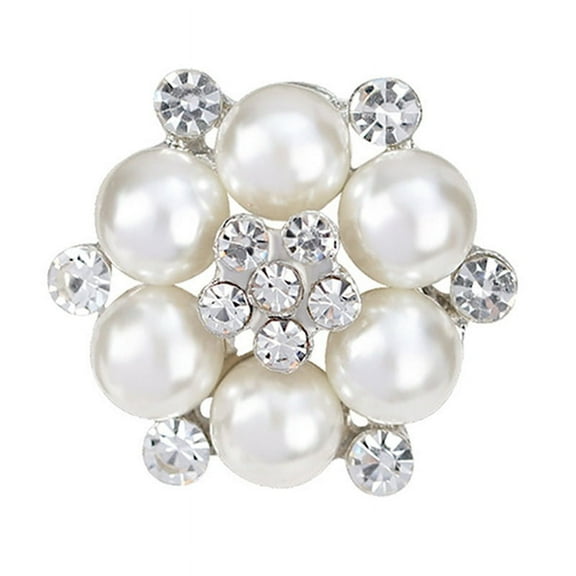 Ruanlalo Elegant Scarf Bride Wedding Rhinestone Imitation Pearl Brooch Pin Jewelry Decor White