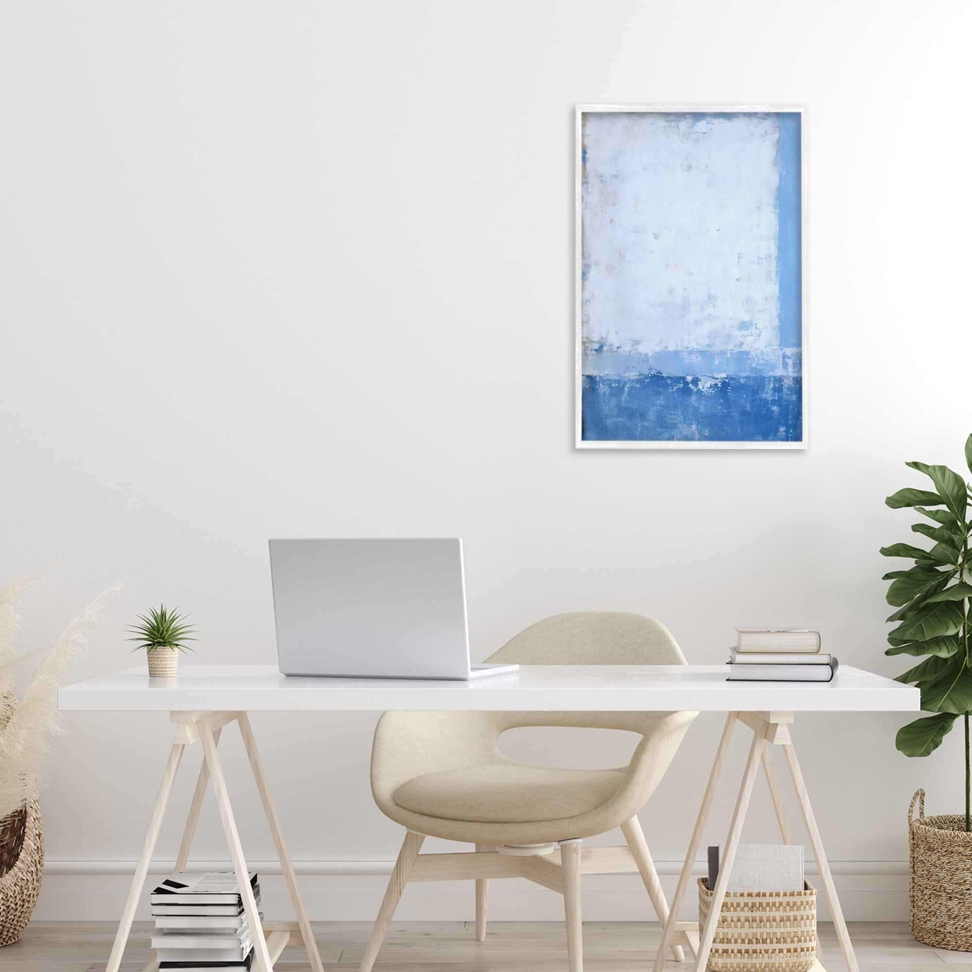 Stupell Industries Blue & White Abstract White Framed Giclee Art, design by Gina Kelly