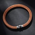 thumbnail image 4 of Minimalist Leather Bracelet Handcrafted Cowhide - Magnetic Clasp Unisex, 4 of 9