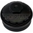 thumbnail image 1 of Dorman Oil Filter Cover 921-154 OE Solutions; OE Replacement; 84.4 Millimeter Diameter; Natural; PA66; Black; 59.7 Millimeter Length; Thread On Mounting, 1 of 5
