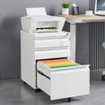 thumbnail image 4 of 3-Drawer Mobile Filing Cabinet With Lock In Durable Metal Finish Ideal For Office And Study Room Storage Featuring Legal And Letter Size Compartments, 4 of 12