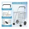 thumbnail image 4 of Folding Shopping Cart with Wheels - Heavy Duty Metal Utility Cart with Dual Baskets, 88lbs Capacity - Portable Grocery Laundry Cart for Home & Travel, 4 of 9