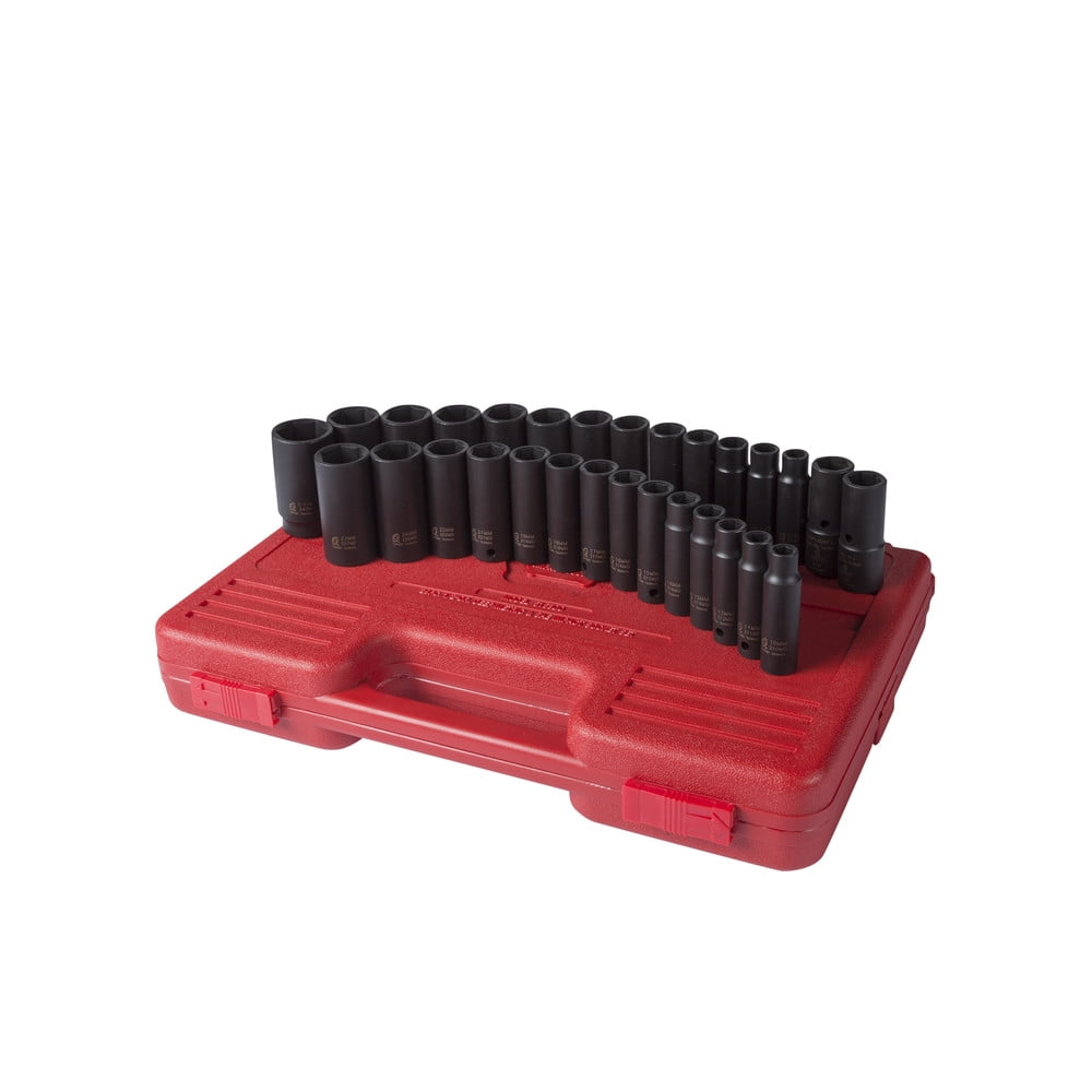 Sunex 5153DD 29-Piece 1/2 in. Drive SAE/Metric Master Double Deep Impact Socket Set