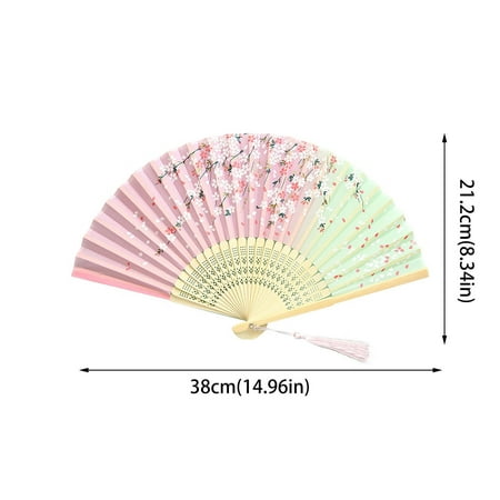 

A07 Folding Fan Chinese Fan Hand Fans For Women Foldable Silk Bamboos Foldable Fan Hollowed Fringe Hand Fan Foldable Paper Fans For Wedding Dancing Party Home Decoration
