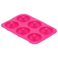 thumbnail image 3 of Molde para donas de 6 rejillas, molde redondo de silicona para pastel de chocolate, molde para pan, bandeja para hornear, accesorio, rojo rosa, 3 of 14