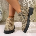 thumbnail image 2 of Ankle Boots for Women Lug Sole Chunky Heel Leopard Print Leather Zipper Short Fall Booties Casual Round Toe Slip on Loafers, 2 of 7