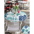 thumbnail image 5 of Outdoor Tablecloths with Umbrella Hole & Zipper, Teal Blue Palm Leaves Round Tablecloths 60 Inch, Tropical Botanical Summer Waterproof Table Cloth, Patio/Pool/Picnic Table Covers, 5 of 8