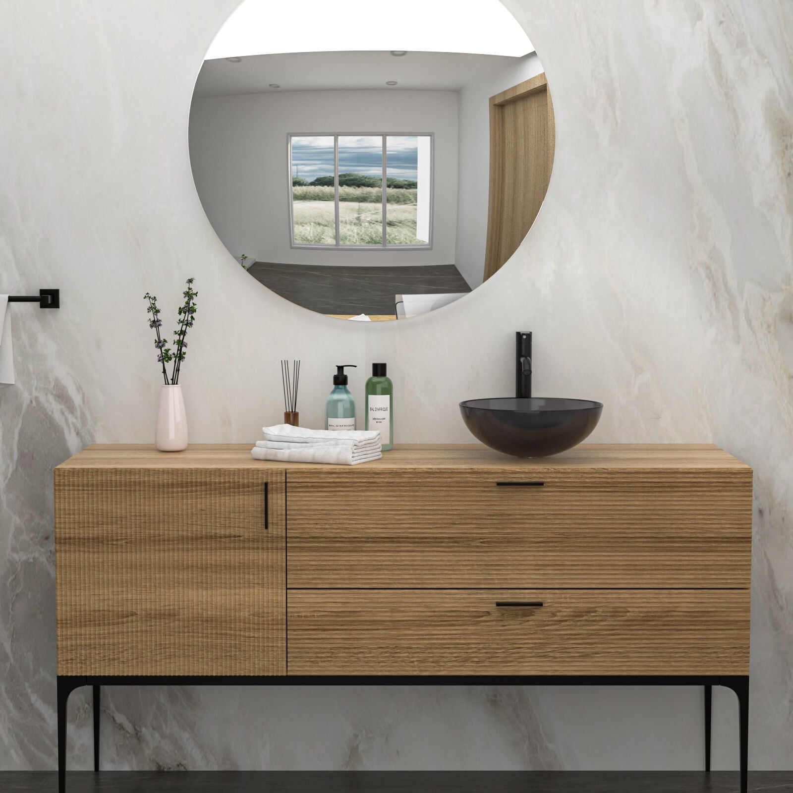 Bathroom Artistic Tempered Glass Vessel Bathroom Sink with Pop-Up Drain,Grey,Grey Tempered Glass Bath Faucets Bathroom Vanities