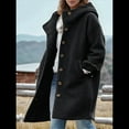 thumbnail image 5 of Women'S Winter Single-Breasted Long Hooded Casual Windbreaker Jacket Black S, 5 of 6