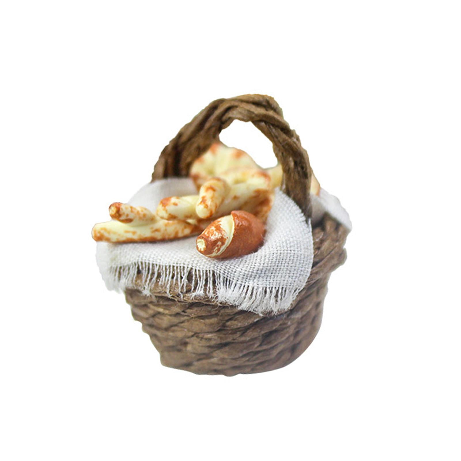 Mini Bread Basket Model Ornaments Collectibles Life Scene Layout Gifts