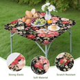 thumbnail image 4 of Pioneer Flower Floral Print Pattern Square Fitted Tablecloth with Elastic Edge,Square Table Cover,Washable Elastic Table Cover for Home Kitchen Party Decor 34"x34", 4 of 6