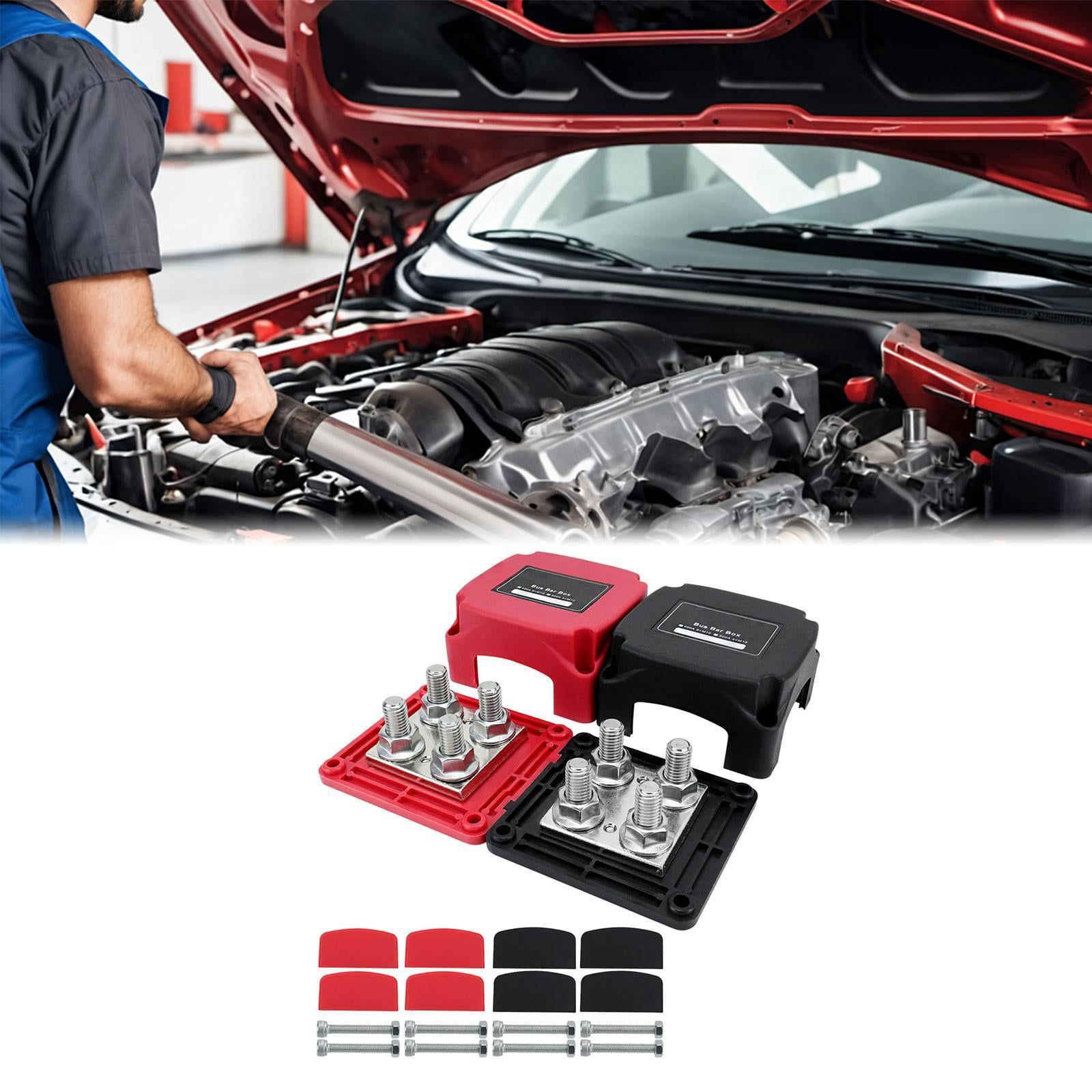 funtasica Power Distribution Terminal Block 400A Bus Bar for Car Solar Wiring Red and Black