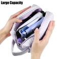 thumbnail image 5 of Faux Leather Makeup Bag Large Makeup Bag Make Up Brush Organizer Bag Toiletry Bag for Women Purple, 5 of 6