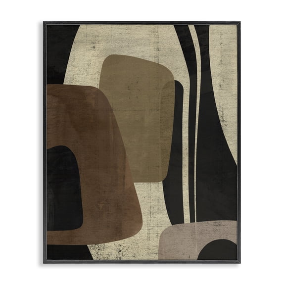 Stupell Industries Modern Brown Retro Abstraction Black Framed Giclee Art, 16 x 20, by Victoria Barnes