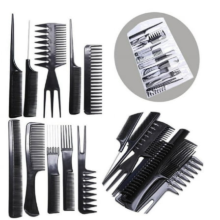 10-Piece Professional Salon Hairdressing Comb Set – Durable Anti-Static Plastic Barber Combs for All Hair Types & Styling Needs TIKA