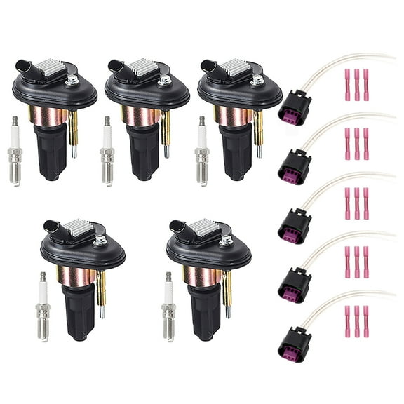 Set of 5 ISA Ignition Coil, 5 Platinum Spark Plug & 5 Ignition Coil Connector for Chevrolet 2002-2006 Colorado Trailblazer GMC 2002-2006 Canyon Envoy Replacement For UF303,NGK 5019,S953