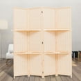 thumbnail image 2 of THY COLLECTIBLES Freestanding Wood Frame Woven Bamboo 4 Panels Hinged Privacy Panel Screen Partition Wall With 2 Display Shelves Holding Room Divider With Shelves-Bamboo (Beige), 2 of 5