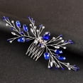 thumbnail image 2 of Namzi Bridal Flower Wedding Hair Pins Crystal Pearl Hair Combs Clips Headpiece Gold Wedding Hair Accessories Jewelry with Rhinestone for Brides Bridesmaids Women Girls (Blue), 2 of 2