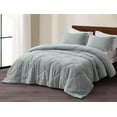 thumbnail image 2 of Chezmoi Collection Skye 3-Piece 100% Cotton Muslin Thin Comforter Set Queen, Light Blue-Gray Reversible Soft Washed Cotton Gauze Breathable Lightweight Summer Blanket, 2 of 9