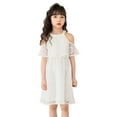 thumbnail image 3 of SNKSDGM Flower Girl Dresses for Wedding Kids Children Girls Summer Sleeveless Lace Neck Sleeveless Princess Dress White Dress 7-8 Years Girls Dresses Size 14-16 Long Sleeve, 3 of 9