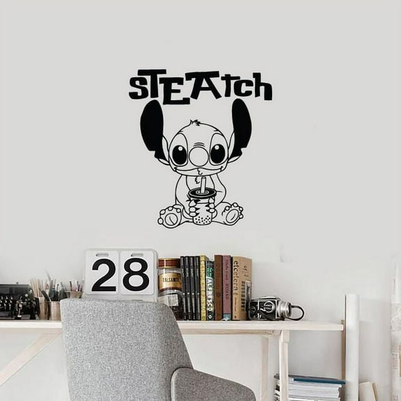 Steatch Eat Eats Lilo and Stitch Disney Cartoon Wall Sticker Art Decal for Boys Girls Room Bedroom Kindergarten Nursery House Fun Home Decors Stickers Wall Art Vinyl Decoration Size (10x8 inch)