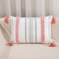 thumbnail image 4 of Funda de almohada de estilo bohemio con cintura de 12 x 20 pulgadas, linda funda de almohada, serie minimalista neutra, funda de cojín tejida con borlas con mechones, 4 of 5