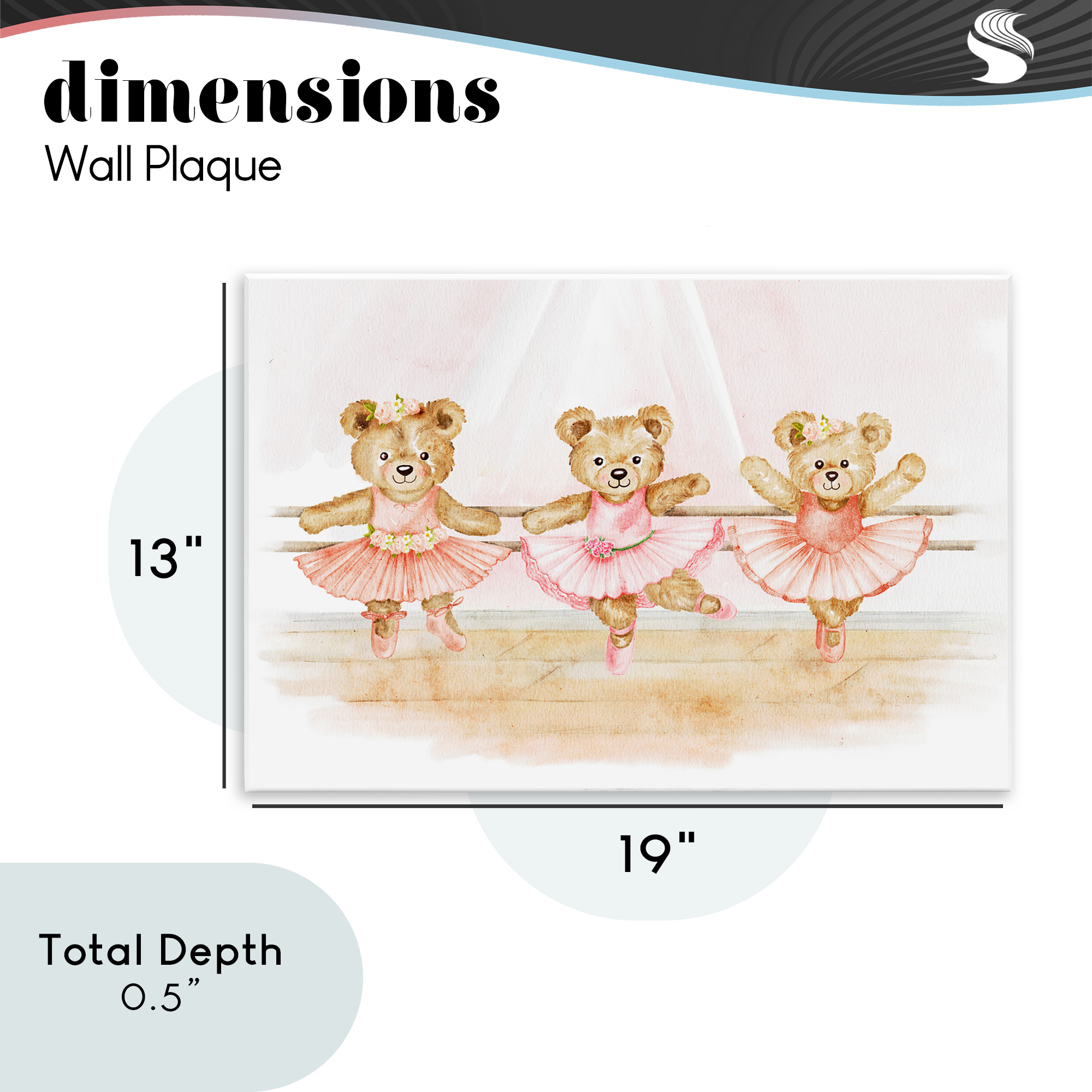 Ballet Teddies Triplet Wall Plaque Art, design by Amy Hall