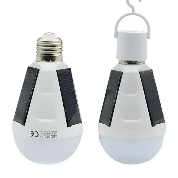 HIBIBUD Solar Light Bulbs 2 Packs,Emergency Solar Rechargeable Light Bulbs,Outdoor Waterproof Camping Lamps for Tent,Portable Smart Light Bulb for Shed Night,Emergency Power Outage and Outside(12W)