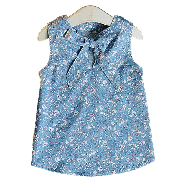 Jumpingount Conjunto de 2 piezas para niños, chaleco para bebé, pantalones cortos, ropa para niños, ropa de verano para niñas conjuntos de ropa Azul claro 100cm Jumpingount AP002978-02