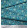 thumbnail image 3 of Soimoi Blue Heavy Satin Fabric Mandala Geometric Printed Fabric 1 Yard 54 Inch Wide, 3 of 5