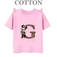 thumbnail image 5 of Camiseta de algodón con letras del alfabeto A a G de Disney Mickey, camisetas informales de moda de verano para niños y niños, camisetas de manga corta con cuello redondo, 5 of 5