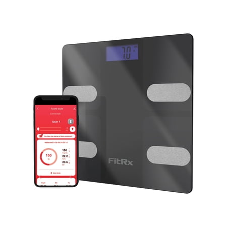 FitRx Smart Weight Scale, Bluetooth Digital Body Scale Measures Weight, BMI, BMR and More, with App, Battery