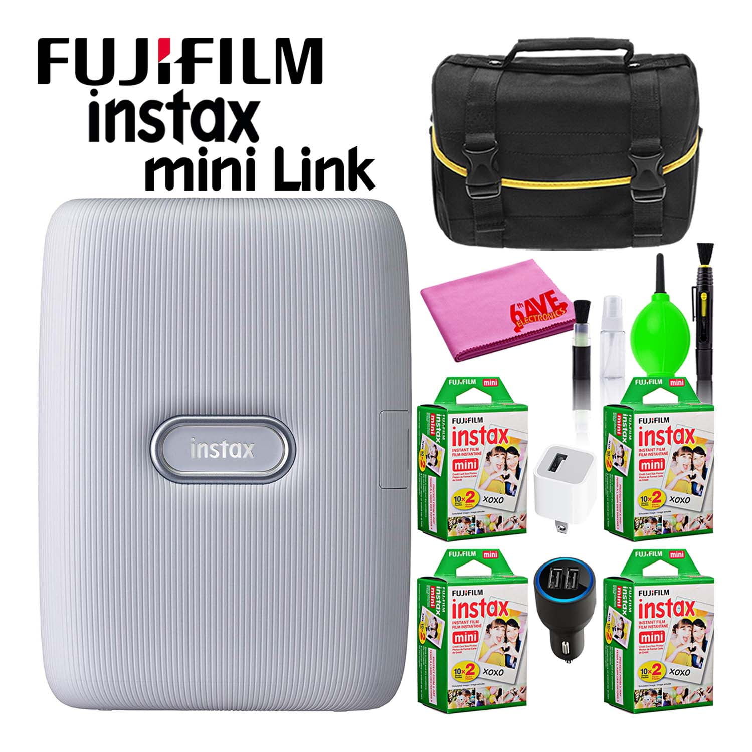Fujifilm Instax Mini Link Smartphone Printer (White) with (80) Mini