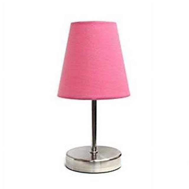 Lampe de Table Basique Nickel Sable avec Abat-Jour Rose