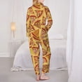thumbnail image 3 of Pajama Sets for Women 2 Pcs, Cute Pizza Pineapple Shrimp Button Down Long Sleeve Sleepwear Lounge PJ Sets, 3 of 6