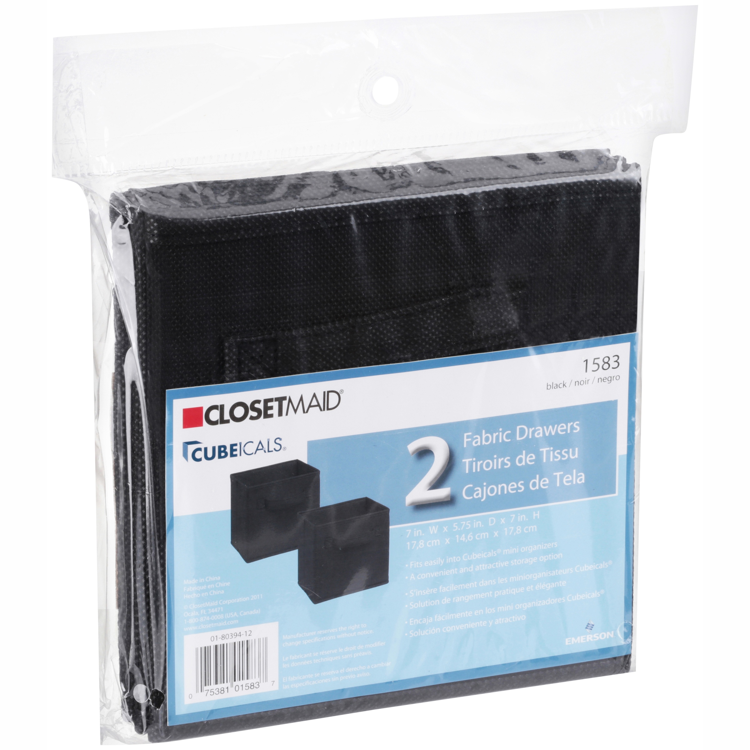 Closetmaid Mini Fabric Drawer Black 2pk Walmart Com