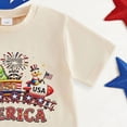 thumbnail image 3 of Quealent Kids 4th of July Shirt USA Flag Clothes Toddler Boys Girls Children Patriotic Tee Tops 1-7 Years (Beige, 18-24 Months), 3 of 5